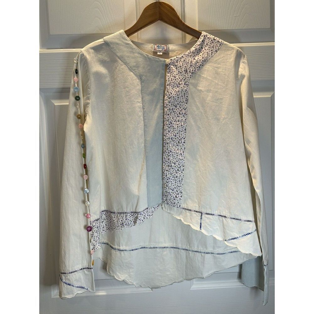 Blue Sky Long Sleeves Applique Embroidery Beaded Women's Size Large